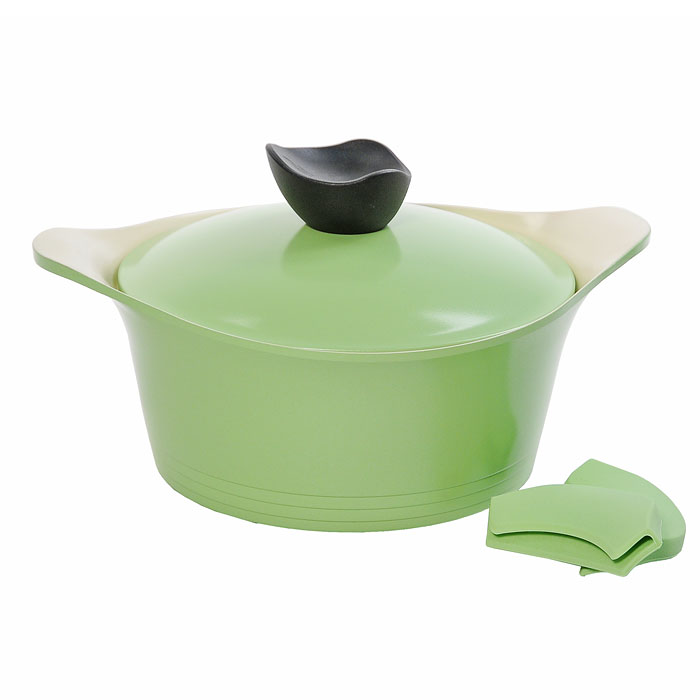 Кастрюля Frybest Ever Green с крышкой, 20см, 2,4л, цвет:зеленый/светлое внутр. покрытие GRCY-C20GRCY-C20 Кастрюля Frybest Ever Green с крышкой, 20см, 2,4л, цвет:зеленый/светлое внутр. покрытие GRCY-C20GRCY-C20Практичная и удобная кастрюля Frybest Ever Greent прекрасно подойдет приготовления различных каш, супов, соусов и других вкусных блюд. Кастрюля изготовлена из высококачественного литого алюминия с керамическим покрытием Ecolon как внутри, так и снаружи. Это покрытие является экологичным, так как состоит только из натуральных компонентов, таких как камень и песок. Благодаря этому в процессе приготовления пищи посуда не выделяет вредные вещества. Инновационное антипригарное покрытие позволяет готовить практически без масла и предохраняет продукты от пригорания. Слой анионов (отрицательно заряженных ионов) обладает антибактериальными свойствами. Они намного дольше сохраняют приготовленную пищу свежей. Также покрытие обладает непревзойденной прочностью и устойчивостью к царапинам, поэтому во время готовки можно использовать металлические аксессуары. Благодаря такому покрытию кастрюлю легко мыть после использования. Кастрюля имеет специальное утолщенное дно для идеальной...