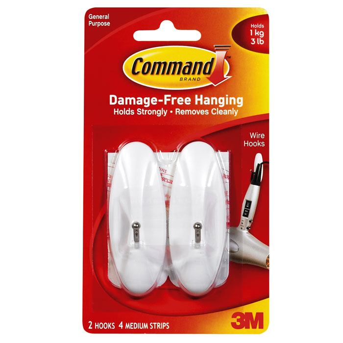 Легкоудаляемый крючок Command, прямой, средний, до 1,35 кг, 2 шт17068 Легкоудаляемый крючок Command, прямой, средний, до 1,35 кг, 2 шт17068Легкоудаляемый крючок Command надежно держит, не оставляет следов и не портит стены. Теперь ваши вещи будут на видном месте и не потеряются. К крючкам прилагаются клейкие полоски. Перед применением рекомендуется очистить стену спиртом. Удалить красную подложку Command Adhesive с полоски, наклеить полоску на заднюю сторону аксессуара язычком вниз, крепко прижать и удалить черную подложку wall-side с полоски, крепко прижать аксессуар на 30 секунд. Благодаря этому, вы можете вешать полотенца и другие предметы там, где это вам удобно. Упаковка содержит 2 крючка и 4 полоски. Каждый крючок выдерживает нагрузку до 1,35 кг. Характеристики: Материал: пластик, металл, бумага. Размер крючка: 8 см х 3 см х 3,5 см. Размер полоски: 7 см х 3 см. Максимальная нагрузка: 1,35 кг. Изготовитель: Китай. Артикул: 17068.
