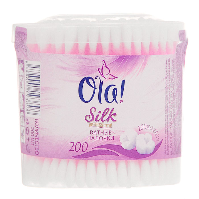 Ватные палочки Ola Silk Sense, 200 шт3428 Ватные палочки Ola Silk Sense, 200 шт3428Ватные палочки Ola Silk Sense используются для очищения и удаления влаги в складках кожи, между пальцами, в области ушей и носа, а также для корректировки макияжа.