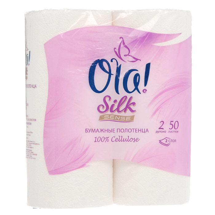 Полотенца бумажные Ola! "Silk Sense", двухслойные, 2 рулона Полотенца бумажные Ola! "Silk Sense", двухслойные, 2 рулона