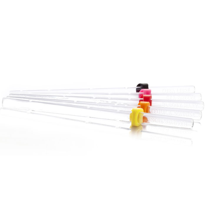 Палочки для коктейлей VacuVin Recipe Sticks, с рецептами, 6 шт7860060 Палочки для коктейлей VacuVin Recipe Sticks, с рецептами, 6 шт7860060Коктейльные палочки VacuVin Recipe Sticks, выполненные из прозрачного пластика, с рецептами предназначены для коктейлей, которые смешиваются непосредственно в стакане. На каждой из шести палочек нанесен свой рецепт и доли ингредиентов для быстрого и простого смешивания коктейля. Палочки специально предназначены для высоких коктейльных стаканов. Выпускается шесть видов палочек с рецептами различных коктейлей. Хотите смешать Том Коллинз, Морской бриз или один из четырех других классических коктейлей? С коктейльными палочками Vacu Vin Recipe Sticks вы мгновенно приготовите изысканные коктейли. Регулируемый резиновый колпачек позволяет прикрепить коктейльную палочку к стакану. Следуйте инструкциям на палочке, а затем используйте ее для перемешивания коктейля. Коктейльные палочки легко мыть и можно использовать многократно. Характеристики: Материал: пластик, резина. Комплектация: 6 шт. Размер палочки: 19 см х...