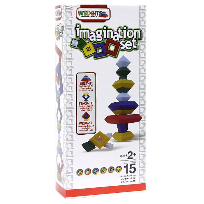Wedgits Конструктор Imagination Set300650 Wedgits Конструктор Imagination Set300650Конструктор Wedgits Imagination Set - это не просто игрушка - это еще и развивающее игровое пособие для вашего ребенка! Детали конструктора имеют правильную геометрическую форму, идеально стыкуются, ставятся друг на друга как вертикально, так и горизонтально, тем самым образуя тысячи неповторимых конструкций. С помощью элементов конструктора ребенок сможет собрать множество разноцветных сооружений. В комплект входят 15 пластиковых элементов и буклет с приведенными моделями для сборки. Игра с конструктором поможет ребенку научиться соотносить форму и величину предметов, развить мелкую моторику рук, логическое и пространственное мышление, цветовосприятие и звуковосприятие и творческие способности, а также концентрацию внимания и усидчивость. Характеристики: Средний размер элемента: 7,5 см x 7,5 см x 3,5 см. Размер упаковки: 13,5 см x 30 см x 7 см. Изготовитель: Китай.
