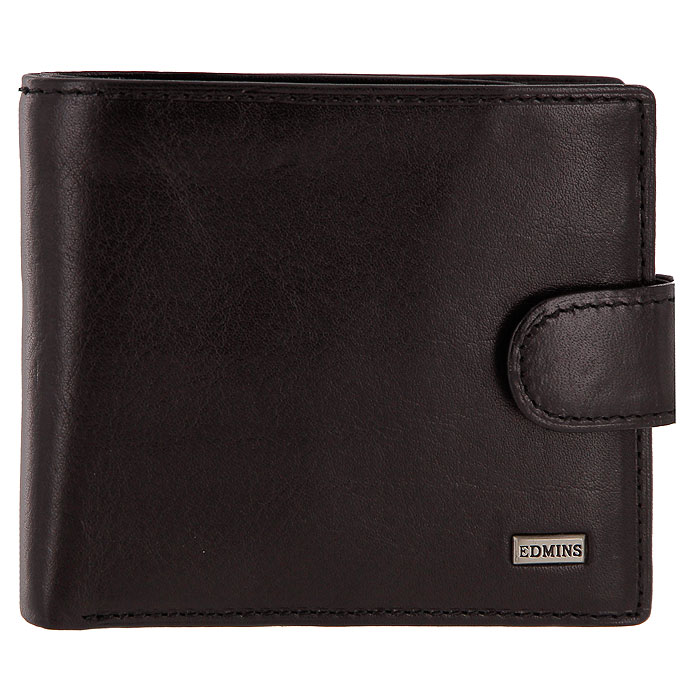 Портмоне Edmins, цвет: черный. 2569 AZ 51 ML2569 AZ 51 ML ED black Портмоне Edmins, цвет: черный. 2569 AZ 51 ML2569 AZ 51 ML ED blackПортмоне Edmins выполнено из натуральной кожи черного цвета с глянцевой поверхностью. Внутри состоит из трех отделений для купюр, одно из которых на застежке-молнии, семи отделений для кредитных карт или визиток, кармашка для sim-карты, отделения для мелочи на кнопке и двух карманов для мелких бумаг. Портмоне закрывается при помощи хлястика на кнопку. Портмоне упаковано в фирменную коробку с логотипом фирмы. Характеристики: Материал: натуральная кожа, металл, текстиль. Размер портмоне: 11 см x 9,5 см х 2,5 см. Цвет: черный. Размер упаковки: 14,5 см x 11 см x 3 см. Артикул: 2569 AZ 51 ML.