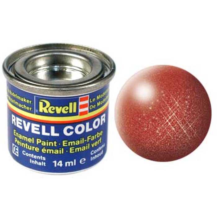 Revell Краска для моделей №95 цвет бронзовый металлик 14 мл32195 Revell Краска для моделей №95 цвет бронзовый металлик 14 мл32195Краска Revell цвета бронзовый металлик придаст готовому пластиковому изделию настоящий бронзовый блеск, вследствие чего любая сборная модель будет выглядеть практически как из настоящего металла. Краска легко наносится, с помощью кисточки или аэрографа, и уже через несколько часов окрашиваемая поверхность становится сухой. Также краска может быть использована для дальнейшего оформления, в виде нанесения узоров или надписей. Краска упакована в экономичную банку, что позволяет экономно ее расходовать, а после использования банку можно закрыть крышкой, чтобы избежать высыхания.