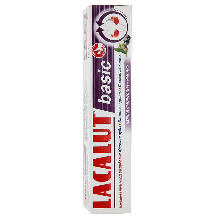 Lacalut Зубная паста Basic, черная смородина и имбирь, 75 мл1598008400 Lacalut Зубная паста Basic, черная смородина и имбирь, 75 мл1598008400Профилактическая зубная паста Lacalut Basic подходит для ежедневной гигиены полости рта. Содержит экстракт куркумы и лактат алюминия, обладающие вяжущим и кровоостанавливающим эффектом. Защищает десны от кровоточивости и воспаления. Убивает бактерии - причину кариеса и неприятный запах. Характеристики: Объем: 75 мл. Производитель: Германия. Артикул: 15980084. Товар сертифицирован.