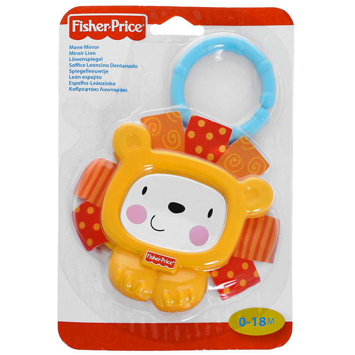 Fisher-Price Погремушка Зеркало-ЛевX5410 Fisher-Price Погремушка Зеркало-ЛевX5410Погремушка Fisher Price Зеркало-Лев не оставит вашего малыша равнодушным и не позволит ему скучать! Игрушка выполнена из пластика в виде головы львенка. Мордочка львенка выполнена из безопасного зеркала, в которое может смотреться ребенок. Грива львенка выполнена из кусочков текстильного материала с различным принтом. Игрушка негромко гремит при тряске. К погремушка крепится пластиковое кольцо, с помощью которого ее можно прикрепить к кроватке или коляске. Погремушка Fisher Price Зеркало-Лев поможет ребенку развить мелкую моторику рук, зрительное и слуховое восприятие, тактильные ощущения и координацию движений, а милый жизнерадостный образ подарит малышу хорошее настроение! Рекомендуемый возраст: 0 - 18 мес. Характеристики: Материал: пластик, текстиль. Рекомендуемый возраст: от 0 до 18 месяцев. Размер погремушки: 12,5 см x 12 см x 2 см. Высота погремушка (с учетом кольца): 16 см. Размер...
