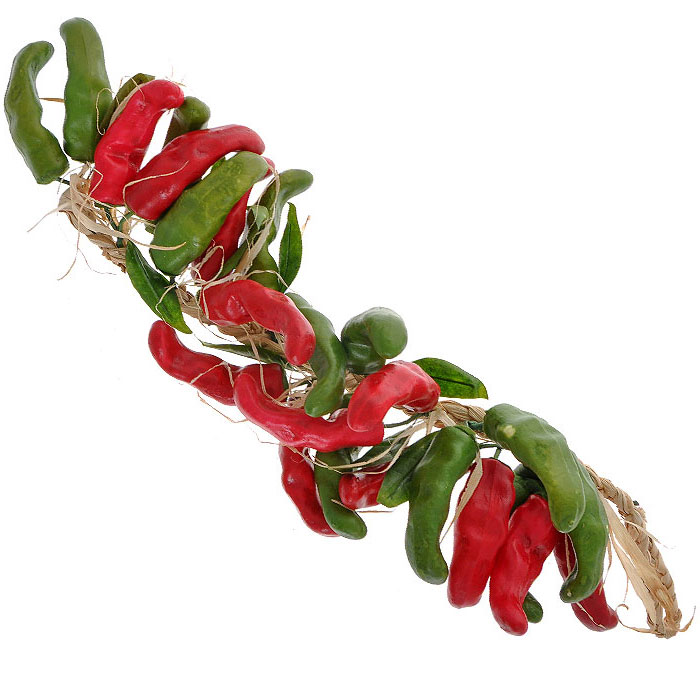 Связка декоративная "Перец длинный", цвет: зеленый, красный, длина 70 см