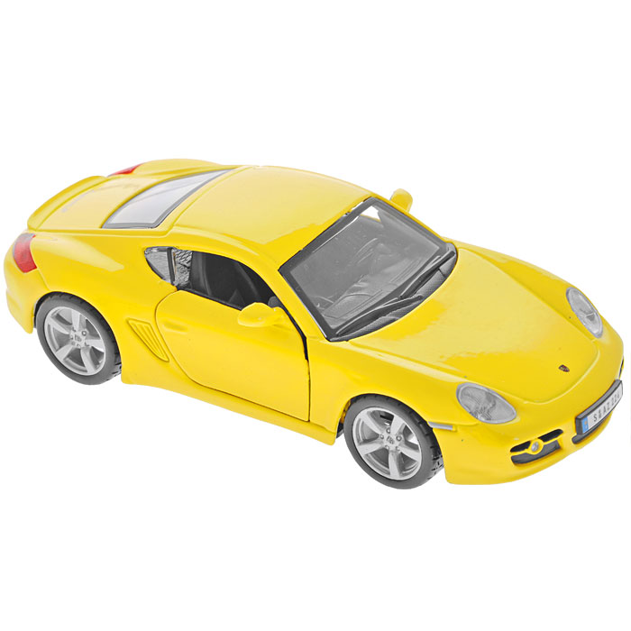 Bburago Модель автомобиля Porsche Cayman S цвет желтый18-43000 Bburago Модель автомобиля Porsche Cayman S цвет желтый18-43000Коллекционная модель Porsche Cayman S в точности воспроизводит все детали внешнего облика и интерьера салона реального спортивного автомобиля. Модель изготовлена из металла с использованием пластика и оборудована подвижными колесами с резиновыми шинами, боковыми зеркалами и открывающимися передними дверцами и поставляется в фирменной картонной коробке с прозрачным пластиковым окошком. Коллекционная модель Porsche Cayman S будет отлично смотреться в качестве оригинального подарка не только любителю автомобилей, но и человеку, ценящему стиль и изысканность, а качество исполнения представит такой подарок в самом лучшем свете.