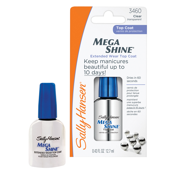 Sally Hansen Верхнее покрытие-сушка с зеркальным блеском Mega Shine, 13,3 мл30072528000 Sally Hansen Верхнее покрытие-сушка с зеркальным блеском Mega Shine, 13,3 мл30072528000Глянцевый маникюр без сколов и царапин в течении 10 дней! Средство высушит лаковое покрытие за 60 секунд, придаст прочность и блеск вашему маникюру! Наносить один слой на свежевысохший лак или на высохший лак для экстрасияния и дополнительной защиты маникюра. Дайте просохнуть в течении 60 сек.