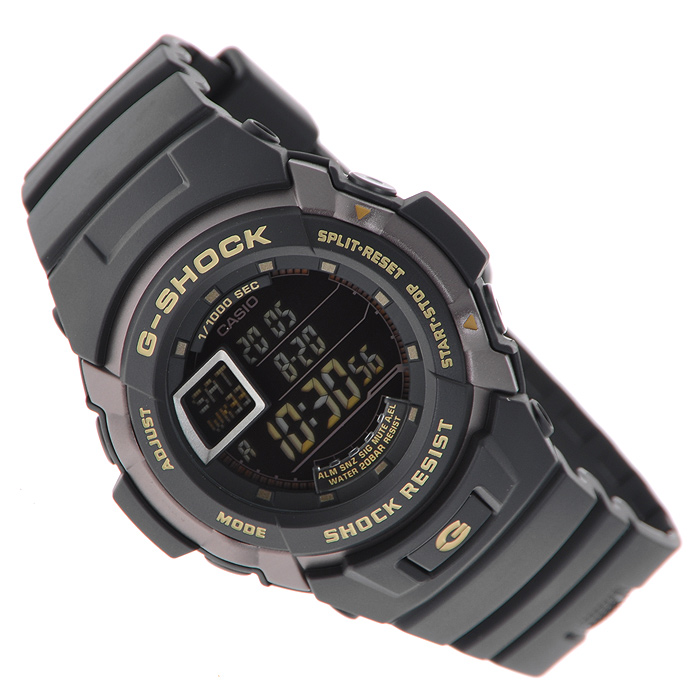 Наручные часы Casio G-7710-1G-7710-1E Наручные часы Casio G-7710-1G-7710-1EНаручные часы Casio G-7710С-3E. Противоударная конструкция защищает механизм от ударов и вибрации Водонепроницаемые часы (20 бар / 200 м) Мировое время - показания текущего времени в основных городах и часовых поясах мира Секундомер - время измерения 10 часов с точностью 1/1000 Данные на 100 этапов, включая дату и время прохождения 2 таймера с автоповтором с отсчетом времени от 1 секунды до 100 часов 12 и 24 часовой формат времени Звуковой сигнал: 5 будильников с функцией Snooze, ежечасный сигнал LED индикатор начинает мигать в момент срабатывания будильника, таймера или ежечасного сигнала Автоматический календарь Срок службы батареи - 5 лет Точность хода ±15с/мес