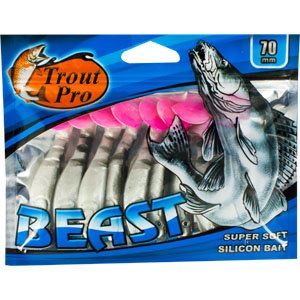 Риппер Trout Pro Beast, длина 7 см, 10 шт. 3519535195 Риппер Trout Pro Beast, длина 7 см, 10 шт. 3519535195Риппер предназначен для джиговой ловли хищной рыбы: окуня, судака, щуки. Специальная пластина на тонком основании делает приманку более гибкой и подвижной, что придает ей усиленные колебательные движения.