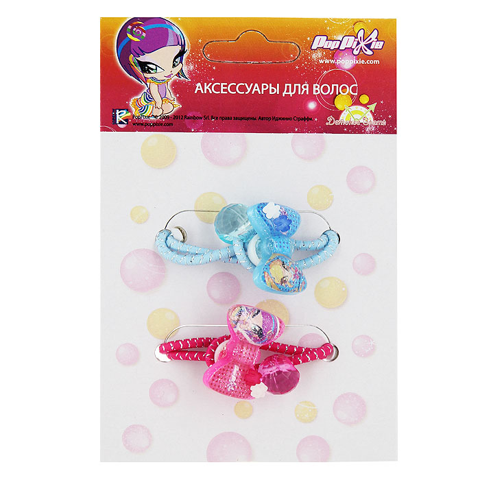 Набор резинок для волос Pop Pixie, 2 шт. 4130541305 Набор резинок для волос Pop Pixie, 2 шт. 4130541305Набор резинок для волос Pop Pixie станет отличным дополнением к прическе вашей маленькой модницы. В комплект входят две резиночки с люрексом. Резиночка малинового цвета, оформленная блестящим декоративным элементом в форме бантика с изображением феечки Локетт, украшена блестками и малиновым и белым цветочками. Резиночка голубого цвета, оформленная блестящим декоративным элементом в форме бантика с изображением феечки Чатты, украшена блестками и синим и белым цветочками. Порадуйте свою юную модницу таким великолепным подарком! Мультипликационный сериал повествует о жизни и приключениях фей-малышек пикси, жительниц городка Пиксивилль, где они живут вместе с гномами, зверюшками и эльфами. Группа озлобленных эльфов всячески пытается испортить спокойную жизнь пикси. Но феи с помощью дара Попмаджик сражаются с эльфами и защищают свой городок.