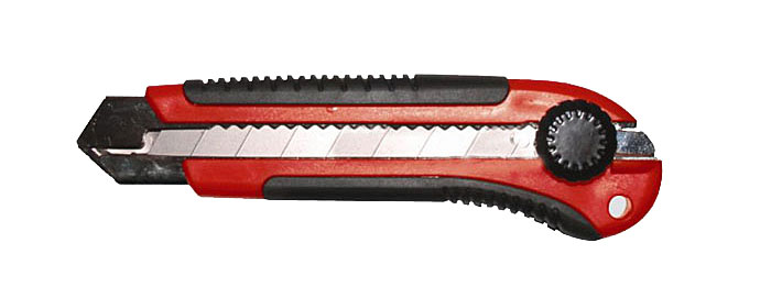 Нож Vira c системой фиксации лезвия Twist-lock, 25 мм831401 Нож Vira c системой фиксации лезвия Twist-lock, 25 мм831401Нож Vira c системой фиксации лезвия предназначен для работы с бумагой, плотным картоном, пленкой и т.д. Корпус ножа выполнен из пластика и металла. Выдвижное многосекционное лезвие изготовлено из высококачественной нержавеющей стали. Нож оснащен системой блокировки лезвия Twist-lock.