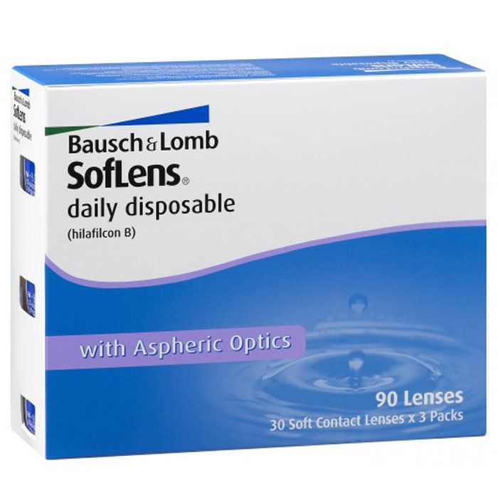 Bausch + Lomb контактные линзы Soflens Daily Disposable (90шт / +4.50)37614 Bausch + Lomb контактные линзы Soflens Daily Disposable (90шт / +4.50)37614SofLens daily disposable (90 блистеров) — это однодневные гидрогелевые линзы с асферическим дизайном и увлажняющим компонентом, который содержится в растворе блистера. Преимущество однодневных линз заключается в том, что проблема ухода за линзами и потеря качества снимаются автоматически. Тончайший дизайн и превосходные свойства материала (хилафилкон Б) высокого влагосодержания гарантируют постоянное увлажнение поверхности линзы и комфорт на целый день. Улучшенный дизайн исключает сферические аберрации, обеспечивая четкость зрения. Линзы подходят для эксплуатации в условиях недостаточной освещенности. Эластичный и мягкий полимер (хилафилкон Б) защищает от слезотечения даже тех, кто впервые пользуется линзами. Для облегчения манипуляций с линзами разработана специальная эргономичная упаковка. Новые однодневные контактные линзы SofLens daily Disposable идеально подойдут людям, пользующимся контактными линзами от случая к случаю (1-2 раз в неделю), которые ведут активный образ жизни,...