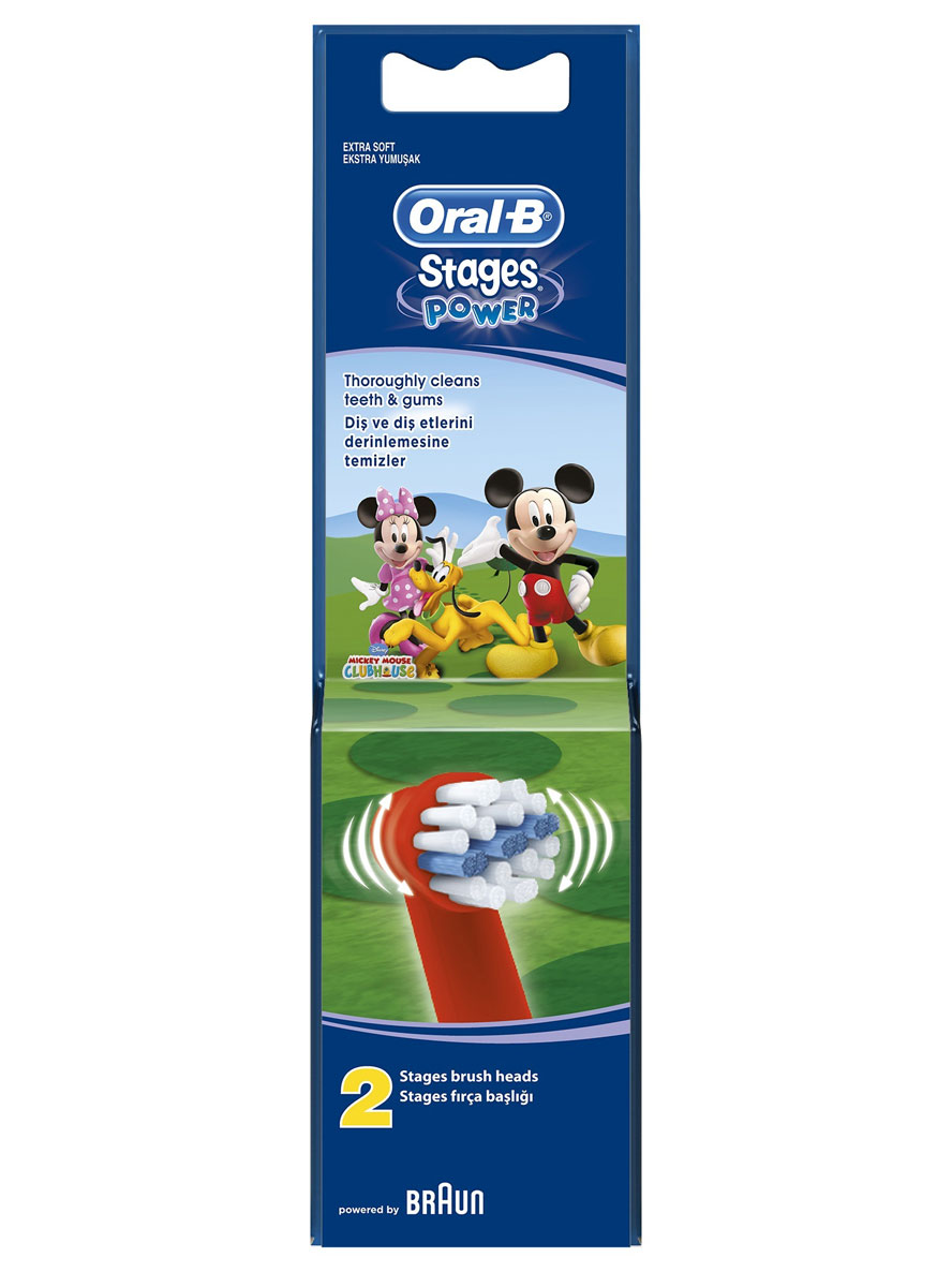 Oral-B Насадка для электрической зубной щетки Kids. Stages Power, 2 штBRU-64706728 Oral-B Насадка для электрической зубной щетки Kids. Stages Power, 2 штBRU-64706728Сменная насадка Oral-B Stages Kids. Stages Power для электрической зубной щетки имеет специальные, меньшие по размеру щетинки, которые обеспечивают бережную, сверхмягкую чистку и делают ее идеальной для маленьких зубов и детского рта. Характеристики: Материал: пластик, щетина. Длина насадки: 7 см. Производитель: Германия.