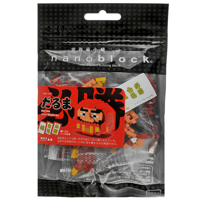 Nanoblock Мини-конструктор Кукла ДарумаNBC_045 Nanoblock Мини-конструктор Кукла ДарумаNBC_045Мини-конструктор NaNoblock Кукла Дарума включает в себя свыше 180 пластиковых элементов, из которых можно собрать куклу Даруму. Дарума - японская традиционная кукла-неваляшка, олицетворяющая Бодхидхарму, основателя буддийской школы дзэн. В японской мифологии Дарума - божество, приносящее счастье. Интересно, что в Японию Дарумы пришли из Китая, а затем уже как японские сувениры добрались и до России, где стали прообразом русской матрешки, национальной деревянной игрушки, которая впоследствии обогнала по мировой известности свою прародительницу. Интересная особенность Дарумы NaNoblock в том, что как и с настоящей японской дарумой, с ней можно загадывать желание. Делается это весьма интересным способом: при сборке глаз, вы можете загадать желание и поставить в одном из глаз белый квадратик, а не черный как в другом глазе. В таком одноглазом виде кукла должна стоять до тех пор, пока желание не сбудется. В комплект с конструктором входят три наклейки с изображением иероглифов с...