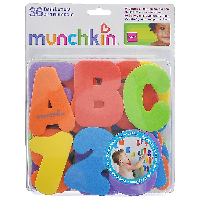 Игрушка для ванны Munchkin Буквы и цифры11108 Игрушка для ванны Munchkin Буквы и цифры11108Игрушка для ванны Munchkin Буквы и цифры не позволит вашему ребенку скучать и превратит купание в веселую игру. В комплект входят 26 букв латинского алфавита и 10 цифр шести цветов. Когда буквы и цифры влажные, они легко прилипают к стене ванной комнаты. Малыш сможет в игровой форме познакомиться с буквами и цифрами и запомнить их, составлять из них слова и различные сочетания цифр. Кредо Munchkin, американской компании с 20-летней историей: избавить мир от надоевших и прозаических товаров, искать умные инновационные решения, которые превращает обыденные задачи в опыт, приносящий удовольствие. Понимая, что наибольшее значение в быту имеют именно мелочи, компания создает уникальные товары, которые помогают поддерживать порядок, организовывать пространство, облегчают уход за детьми - недаром компания имеет уже более 140 патентов и изобретений, используемых в создании ее неповторимой и оригинальной продукции. Munchkin делает жизнь родителей легче! Характеристики: ...
