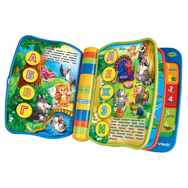 Vtech Развивающая игрушка Учим алфавит145445 Vtech Развивающая игрушка Учим алфавит145445С помощью обучающей книги Учим алфавит ваш ребенок выучит все буквы алфавита, узнает, как они пишутся и произносятся. Нажимая на кнопки со стрелками, ваш малыш услышит веселую историю про котенка и его друзей - животных. 27 стихотворений о буквах помогут малышу научиться различать все буквы в алфавите, а веселые мелодии не дадут скучать.