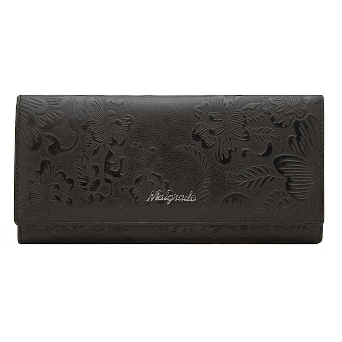 Кошелек Malgrado, цвет: черный. 72076-1820372076-18203# Black Кошелек Бол. Malgrado Кошелек Malgrado, цвет: черный. 72076-1820372076-18203# Black Кошелек Бол. MalgradoСтильный кошелек Malgrado выполнен из лаковой натуральной кожи черного цвета с декоративным тиснением в виде цветочного орнамента. Внутри расположены пять основных отделений, два из которых на молнии, три горизонтальных кармана для бумаг, девять кармашков для кредитных карт, карман с клапаном и три отделения для купюр. На внешней стороне кошелька расположен карман на молнии. Кошелек упакован в подарочную металлическую коробку с логотипом фирмы. Такой кошелек станет замечательным подарком человеку, ценящему качественные и практичные вещи.