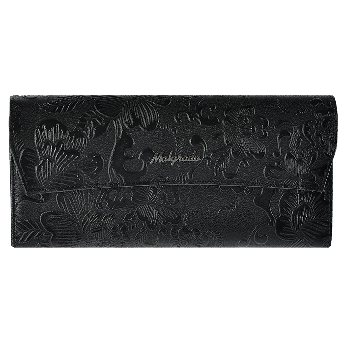 Кошелек женский Malgrado, цвет: черный. 75504-1820375504-18203 Кошелек женский Malgrado, цвет: черный. 75504-1820375504-18203Легкий, удобный кошелек торговой марки Malgrado из натуральной кожи, высшего качества, с элегантным узором цветов. У кошелька семь основных отделения одно из них на молнии. В кошельке шесть кармашков для карточек, визиток, кредиток, в которые можно положить пропуск, проездной билет или фотографию. Сзади карман. Кошелек закрывается на кнопку.