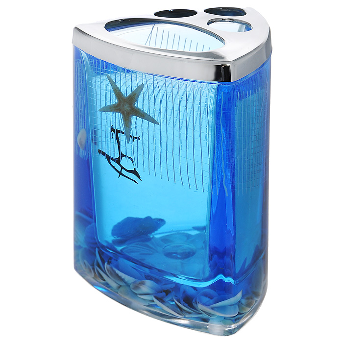 Стаканчик для зубных щеток Seastar Blue867-37 Стаканчик для зубных щеток Seastar Blue867-37Стаканчик для зубных щеток Seastar Blue, изготовленный из прозрачного пластика, отлично подойдет для вашей ванной комнаты. Стаканчик имеет двойные стенки, между которыми находится синий гелевый наполнитель с маленькими ракушками, морской звездой и белой сеткой. Стаканчик для зубных щеток Seastar Blue создаст особую атмосферу уюта и максимального комфорта в ванной. Характеристики: Материал: пластик, акрил, гелевый наполнитель. Цвет: синий, белый, желтый. Размер стаканчика: 7,5 см х 7,5 см х 11 см. Производитель: Швеция. Изготовитель: Китай. Размер упаковки: 8 см х 8 см х 11,5 см. Артикул: 867-37.