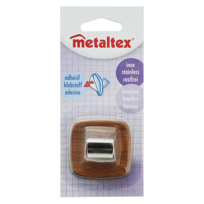 Крючок настенный Metaltex Бамбук, 5х5см29.47.12 Крючок настенный Metaltex Бамбук, 5х5см29.47.12Настенный крючок Metaltex Бамбук изготовлен из натуральной древесины бамбука и стали с матовым покрытием. Он прекрасно подойдет для вашей ванной комнаты или кухни и не займет много места, надежно выдержав все, что вы на него повесите. Крючок крепится на стену с помощью липкой ленты, которая находится на задней стороне крючка. Характеристики: Материал: бамбук, сталь. Размер крючка: 4,5 см х 4,5 см х 3 см. Производитель: Италия. Изготовитель: Китай. Артикул: 29.47.12.