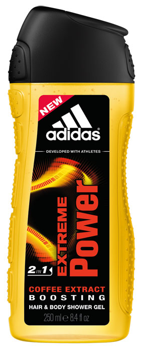 Adidas Гель для душа, для тела и волос Extreme Power, кофейный экстракт, 250 мл340010732081 Adidas Гель для душа, для тела и волос Extreme Power, кофейный экстракт, 250 мл340010732081Гель для душа, для тела и волос от Adidas с ароматом Extreme Power. Разработан на основе уникального комплекса сбалансированных эфирных масел с натуральными ингредиентами. Обогащенная витаминами и минералами формула, восстанавливающая и расслабляющая с кофейным экстрактом. Обладает антисептическим и освежающим действием.