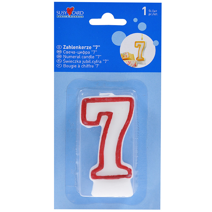 Свеча-цифра для торта Susy Card 7, цвет: красный11142635 Свеча-цифра для торта Susy Card 7, цвет: красный11142635Свеча для торта Susy Card серии Party & Picknick выполнена в форме цифры 7 из белого парафина с цветным контуром по краям. Свеча-цифра создает неповторимую атмосферу праздника и прекрасно вписывается в любой интерьер. Свеча для торта - отличный способ порадовать ребенка в его День рождения.