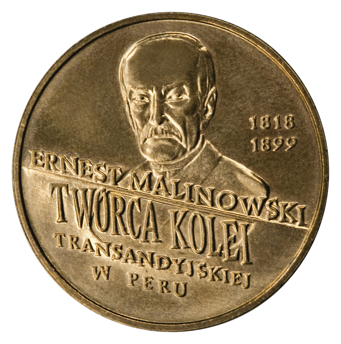 Монета номиналом 2 злотых 100. rocznica smierci Ernesta Malinowskiego (1818-1899). Медь, алюминий, цинк, олово. Польша, 1999 годL2070 E Монета номиналом 2 злотых 100. rocznica smierci Ernesta Malinowskiego (1818-1899). Медь, алюминий, цинк, олово. Польша, 1999 годL2070 EМонета номиналом 2 злотых 100. rocznica smierci Ernesta Malinowskiego (1818-1899). Медь, алюминий, цинк, олово. Польша, 1999 год. Диаметр 2,2 см. Сохранность UNC (без обращения).