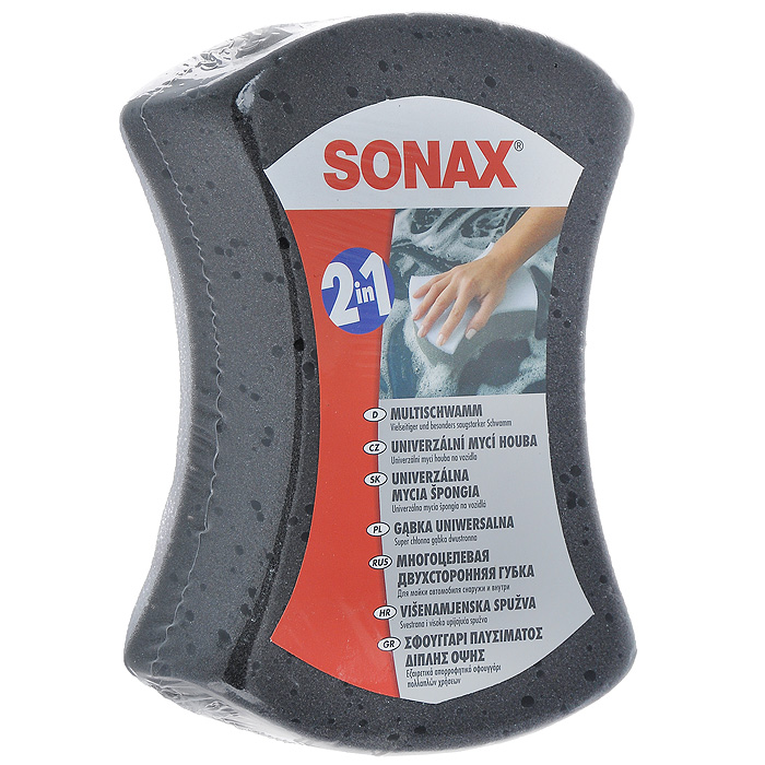 Губка многоцелевая Sonax, двухсторонняя428000 Губка многоцелевая Sonax, двухсторонняя428000Двухсторонняя автомобильная губка Sonax изготовлена из мягкого, приятного на ощупь поролона. Она не нанесет вреда лаку, хорошо впитывает, долго не изнашивается. Характеристики: Материал: поролон. Размер губки: 14 см х 6 см х 20 см. Артикул: 428000.