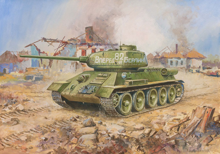 Сборная модель Советский средний танк Т-34/853533 Сборная модель Советский средний танк Т-34/853533Сборная модель Советский средний танк Т-34/85 привлечет внимание не только ребенка, но и взрослого и позволит своими руками создать уменьшенную копию известного танка. Советский средний танк Т-34/85 - последняя модификация танка Т-34 1944 года лучшего среднего танка Второй мировой войны, оснащенного мощной 85-мм противотанковой пушкой, позволившей ему на равных бороться с новейшими немецкими танками. Эта машина принимала участие в тяжелейших боях за освобождение Европы и штурме Берлина. С незначительными переделками машины данного типа воевали во Вьетнаме, на Ближнем Востоке и на Территории бывшей Югославии.