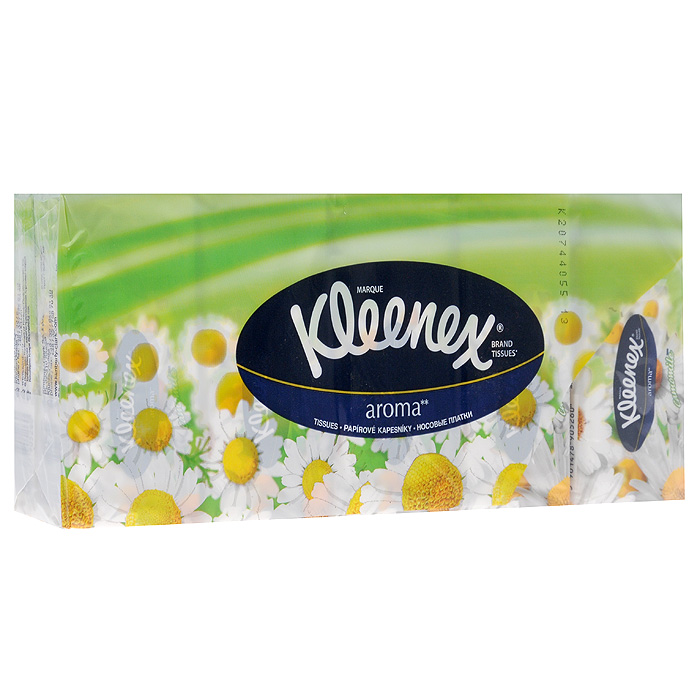 Kleenex Бумажные платочки Ромашка, ароматизированные, 10х10 шт3745030 Kleenex Бумажные платочки Ромашка, ароматизированные, 10х10 шт3745030Мягкие платочки Kleenex с приятным запахом ромашки напомнят вам о лете и помогут бороться со стрессами и плохим настроением. Характеристики: Количество: 10 х 10 шт. Размер платка: 21 см х 10 см. Артикул: 3745030. Производитель: Польша. Товар сертифицирован.