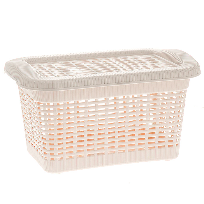 Корзина Rattan с крышкой, цвет: бледно-бежевый, 20 л2167_ бледно-бежевый Корзина Rattan с крышкой, цвет: бледно-бежевый, 20 л2167_ бледно-бежевыйПрямоугольная корзина Rattan изготовлена из прочного пластика бледно-бежевого цвета. Она предназначена для хранения мелочей в ванной, на кухне, даче или гараже. Позволяет хранить мелкие вещи, исключая возможность их потери. Корзина с отверстиями на стенках и крышке в виде плетения и со сплошным дном. Корзина имеет плотно закрывающуюся съемную крышку. Сбоку имеются две ручки для удобной переноски. Характеристики: Материал: пластик. Цвет: бледно-бежевый. Объем корзины: 20 л. Размер корзины (Ш х Д х В): 43 см х 32 см х 25 см. Артикул: 2167.