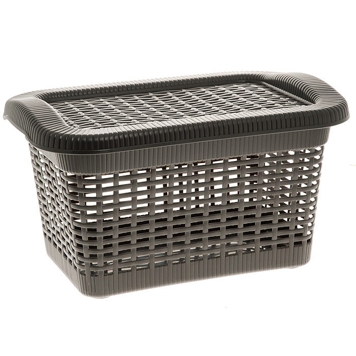 Корзина Rattan с закрепленной крышкой, цвет: темно-коричневый, 20 л2168_ темно-коричневый Корзина Rattan с закрепленной крышкой, цвет: темно-коричневый, 20 л2168_ темно-коричневыйПрямоугольная корзина Rattan изготовлена из прочного пластика темно-коричневого цвета. Она предназначена для хранения мелочей в ванной, на кухне, даче или гараже. Позволяет хранить мелкие вещи, исключая возможность их потери. Корзина с отверстиями на стенках и крышке в виде плетения и со сплошным дном. Корзина имеет плотно закрывающуюся закрепленную крышку. Сбоку имеются две ручки для удобной переноски.