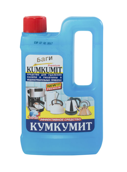 Средство для удаления накипи Bagi Кумкумит, 550 млK-310423-0 Средство для удаления накипи Bagi Кумкумит, 550 млK-310423-0Bagi Кумкумит - эффективное средство для быстрого удаления окаменевшей накипи из пластиковых и металлических чайников, кофеварок и других водонагревательных приборов. Подходит для удаления водного камня и ржавчины с кранов, душевых кабин, бассейнов и других поверхностей. Регулярное использование средства продлевает срок службы приборов и снижает расход электроэнергии. Способы применения: 1. Равномерно нанести 50-100 мл Кумкумита на очищаемую поверхность и оставить на 3-5 мин. Затем влить в чайник или кофеварку не менее 500 мл воды и довести до кипения, что увеличивает действие средства на накипь. После чистки основательно промыть чайник проточной водой. Рекомендуется вскипятить его еще раз, налив только воду. При наличии толстого слоя окаменевшей накипи следует повторить оперецию. 2. Влить в чайник 3/4 воды и довести до кипения, выключить чайник из сети, влить приблизительно 100 мл средства и оставить на 15-20 минут. После чего основательно промыть чайник проточной водой....