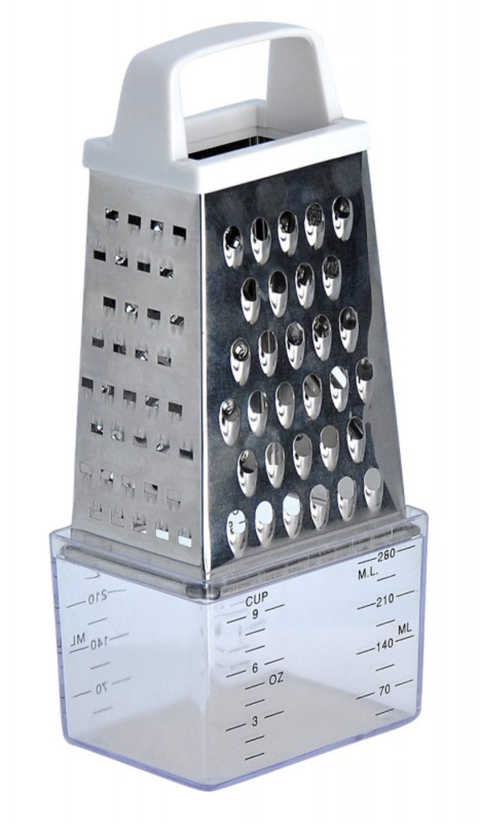 Терка Regent Inox Presto четырёхгранная, с контейнером, 15 см93-AC-GR-06 Терка Regent Inox Presto четырёхгранная, с контейнером, 15 см93-AC-GR-06Терка Regent Inox Presto выполнена из высококачественной нержавеющей стали. Терка предназначена для измельчения и нарезки фруктов, овощей и других продуктов. В комплект входит платиковый контейнер с мерными делениями. Преимущества терки Regent Inox Presto: - эргономичная пластиковая ручка, - мягкое нескользящее основание терки, - оригинальный современный дизайн, - четыре режущие поверхности для шинковки, крупной и мелкой нарезки, - качественная заточка режущих элементов, - простота в использовании, легкость в уходе. Терку необходимо мыть сразу после использования. Не используйте для чистки жесткие предметы, металлические мочалки и чистящие порошки.