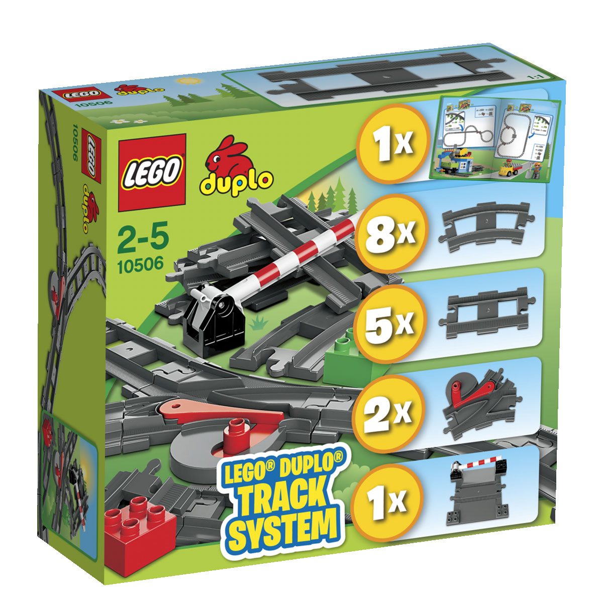 LEGO DUPLO Конструктор Дополнительные элементы для поезда 1050610506 LEGO DUPLO Конструктор Дополнительные элементы для поезда 1050610506Совершите со своим ребенком путешествие на поезде, отправившись в мир безграничных возможностей творчества и игры с дополнительными элементами для поезда LEGO DUPLO! Набор содержит 24 элемента: восемь изогнутых рельсов, два набора стрелок и переезд для создания множества комбинаций путей. Благодаря разнообразным основным и декорированным кубикам DUPLO этот набор дополнительных элементов для поезда является прекрасным дополнением к любой коллекции поездов DUPLO. Конструктор - это один из самых увлекательнейших и веселых способов времяпрепровождения. Ребенок сможет часами играть с конструктором, придумывая различные ситуации и истории. Характеристики: Размер упаковки: 28 см х 25,5 см х 9,5 см. В процессе игры с конструкторами LEGO дети приобретают и постигают такие необходимые навыки как познание, творчество, воображение. Обычные наблюдения за детьми показывают, что единственное, чему они с удовольствием посвящают время, - это игры. Игра - это состояние...
