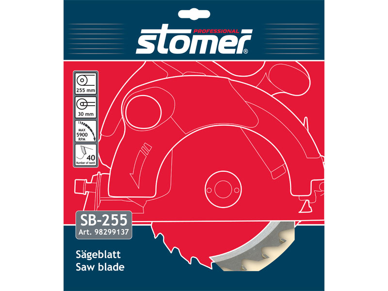 Диск пильный Stomer SB-255 для циркулярной пилы98299137 Диск пильный Stomer SB-255 для циркулярной пилы98299137Диск пильный Stomer SB-255 хорошо подходит для быстрого, но довольно грубого распила мягкой или тведрой древисины, древесных заготовок, пресованной и волокнистой древисины, столярных плит.