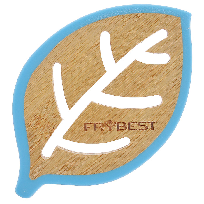 Подставка под горячее Frybest Листок бамбуковая, цвет: голубой, 14 см х 9 смCO08715B4O1 Подставка под горячее Frybest Листок бамбуковая, цвет: голубой, 14 см х 9 смCO08715B4O1Подставка под горячее Frybest Листок выполнена из высококачественной древесины бамбука в виде листочка с декоративной перфорацией. Подставка способна выдержать высокие температуры, а благодаря силиконовой цветной окантовке не скользит по поверхности стола. Каждая хозяйка знает, что подставка под горячее - это незаменимый и очень полезный аксессуар на каждой кухне. Ваш стол будет не только украшен яркой и оригинальной подставкой, но и сбережен от воздействия высоких температур.
