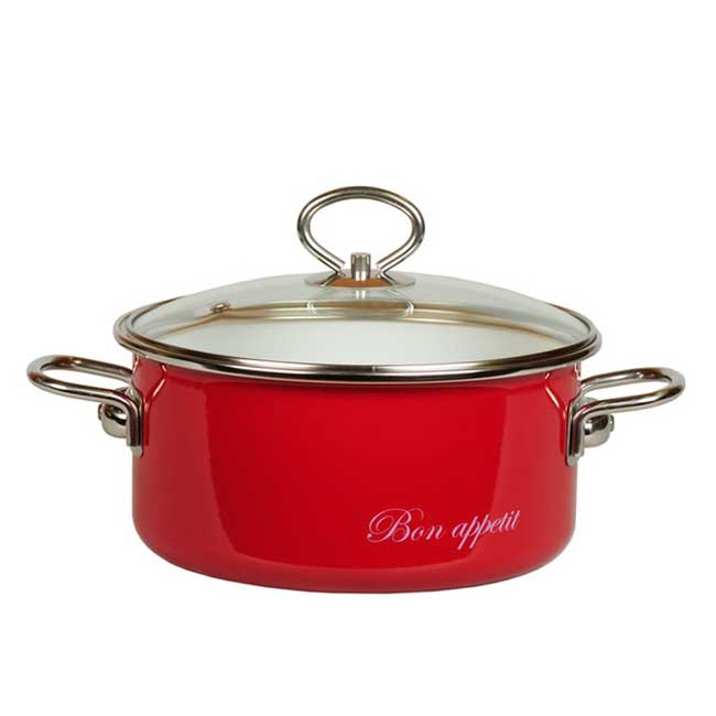 Кастрюля эмалированная Vitross Bon Appetit с крышкой, цвет: белый, вишневый, 5 л8SB245S, вишневый Кастрюля эмалированная Vitross Bon Appetit с крышкой, цвет: белый, вишневый, 5 л8SB245S, вишневыйЭмалированная кастрюля Vitross Bon Appetit выполнена из нержавеющей стали со стеклокерамическим покрытием - наиболее безопасным видом покрытий посуды. Стеклокерамика инертна и устойчива к пищевым кислотам, не вступает во взаимодействие с продуктами и не искажает их вкусовые качества. Прочный стальной корпус обеспечивает эффективную тепловую обработку и не деформируется в процессе эксплуатации. Такая кастрюля идеальна для тепловой обработки и хранения пищевых продуктов, приготовления холодных блюд и сервировки стола. Внутренняя поверхность изделия - белого цвета, внешняя - глянцевого вишневого цвета. Кастрюля оснащена стеклянной крышкой с металлическим ободом и пароотводом, а также удобными стальными ручками. Подходит для всех типов плит, включая индукционные. Пригодна для посудомоечной машины. Характеристики: Материал: нержавеющая сталь, стекло, эмаль. Цвет: белый, вишневый. Объем кастрюли: 5 л. Внутренний диаметр кастрюли: 24 см. Высота...