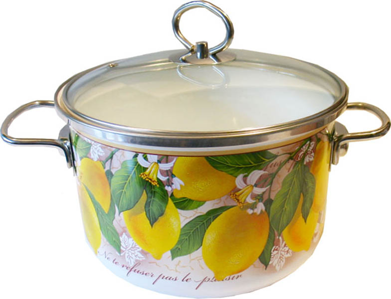 Кастрюля эмалированная Vitross Limon с крышкой, цвет: белый, 4 л8SD205S Кастрюля эмалированная Vitross Limon с крышкой, цвет: белый, 4 л8SD205SКастрюля Vitross Limon выполнена из нержавеющей стали со стеклокерамическим покрытием - наиболее безопасным видом покрытий посуды. Стеклокерамика инертна и устойчива к пищевым кислотам, не вступает во взаимодействие с продуктами и не искажает их вкусовые качества. Прочный стальной корпус обеспечивает эффективную тепловую обработку и не деформируется в процессе эксплуатации. Такая кастрюля идеальна для тепловой обработки и хранения пищевых продуктов, приготовления холодных блюд и сервировки стола. Внутренняя поверхность изделия - белого цвета. Внешние стенки оформлены красочным изображением лимонов. Кастрюля имеет принципиально новую фурнитуру: ручки из нержавеющей стали имеют особую форму, что увеличивает безопасность при эксплуатации, стеклянная крышка оснащена металлическим ободом и пароотводом. Подходит для всех типов плит, включая индукционные. Пригодна для мытья в посудомоечной машине.