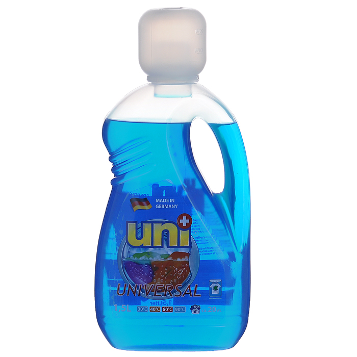 Жидкое средство UniPlus Universal, универсальное, 1,5 л200124 Жидкое средство UniPlus Universal, универсальное, 1,5 л200124Универсальное жидкое средство UniPlus подходит для бережной стирки цветного и белого белья. Эффективно отстирывает даже самые сложные пятна, и вместе с тем защищает одежду во время стирки. Специальная формула проникает глубоко в волокно и вымывает въевшуюся грязь, засаленность и неприятные запахи и показывает отличный результат стирки даже при низкой температуре. Средство не содержит хлор и другие агрессивные вещества, благодаря чему не разрушается структура красок и тканей. После применения жидкого средства для стирки UniPlus ткань приобретает приятный аромат, мягкость, становится приятной на ощупь. Жидкость эффективно отстирывает при температурах от 30°С до 90°С. Предназначена для стирки в стиральных машинах любого типа и для ручной стирки. Не подходит для стирки деликатных тканей и изделий из шерсти. В составе средства содержаться компоненты, которые защищают стиральную машину от образования известковых наслоений, что продлевает срок службы стиральной машины.