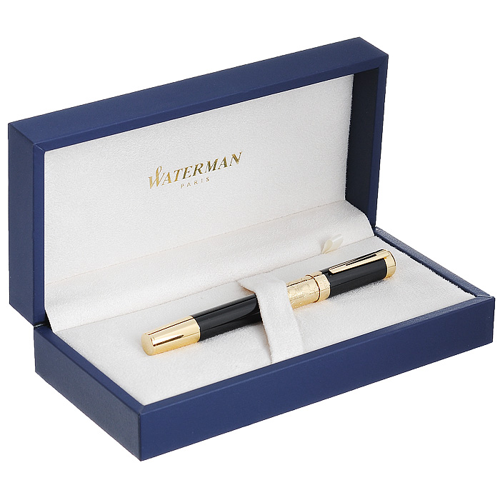 Ручка-роллер Waterman Elegance Black GT, цвет корпуса: черныйS0898650 Ручка-роллер Waterman Elegance Black GT, цвет корпуса: черныйS0898650Корпус ручки-роллера Waterman Elegance Black GT выполнен из ювелирной латуни с многослойным высококачественным и особо прочным лаковым покрытием черного цвета. Отдельные элементы дизайна покрыты позолотой 23 карата. Кольцо колпачка имеет гравировку Waterman Paris. Кольцо на корпусе ручки декорировано затейливой гравировкой. Ручка имеет съемный колпачок. Ручка-роллер упакована в фирменный футляр с логотипом компании Waterman. В футляре предусмотрено дополнительное отделение, в котором расположен международный гарантийный талон. Эксклюзивная ручка Waterman Elegance Black GT подчеркнет стиль и элегантность ее владельца и станет превосходным подарком ценителю изящества роскоши. Ручка - это не просто пишущий инструмент, это - часть имиджа, наглядно демонстрирующая статус, характер и образ жизни ее владельца. Характеристики: Материал корпуса: латунь. Покрытие: лак. Цвет корпуса: черный. Отделка: позолота (23 карата). Длина ручки без...