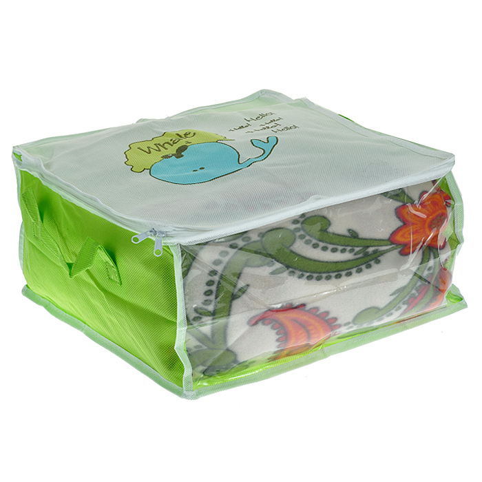 Кофр для хранения Hausmann Whale, на молнии, цвет: салатовый, белый. BA209-3BA209-3 Кофр для хранения Hausmann Whale, на молнии, цвет: салатовый, белый. BA209-3BA209-3Кофр для хранения Hausmann Whale, выполненный из вискозы салатового и белого цвета, оформлен изображением забавного кита. Прозрачная вставка позволяет видеть содержимое кофра. Он прекрасно подходит для хранения одежды и белья, защищает вещи от пыли и грязи. По бокам имеется две ручки для удобной переноски. Закрывается на молнию. Такой кофр сэкономит место и сохранит порядок в доме. Легко очищается при помощи влажной ткани.