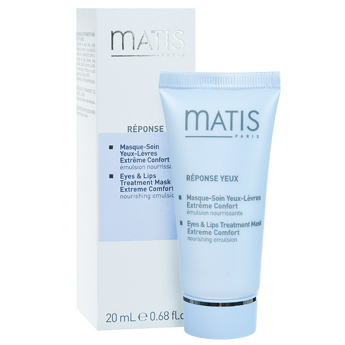 Matis Маска для глаз и губ, питательная, 20 мл37549 Matis Маска для глаз и губ, питательная, 20 мл37549Двойное действие: маска и крем. Двойное назначение: глаза и губы. Дарит коже супер-комфорт и необыкновенное ощущение расслабления. Обладает множеством питательных, увлажняющих и смягчающих активных компонентов. Уменьшает морщины, укрепляет кожу вокруг глаз и губ. Устраняет сухость. Залечивает воспаленные губы. Растительный глицерин - увлажняет; пчелиный воск - питает, смягчает, разглаживает; морской эластин - предупреждает появление морщин, укрепляет, уплотняет кожу; экстракт хлопка - увлажняет, питает; бисаболол - оказывает смягчающее, противовоспалительное воздействие. Растительный глицерин, Пчелиный воск, Морской эластин, Экстракт хлопка, Бисаболол. В качестве маски: 1 – 3 раза в неделю наносите на кожу вокруг глаз (избегайте подвижной части век), вокруг губ и губы на 10 минут. Чтобы усилить эффект релаксации, на глаза (поверх маски) можно наложить ватные диски, пропитанными Мягким лосьоном для глаз. С глаз маска удаляется Мягким лосьоном для глаз. С губ излишки маски...