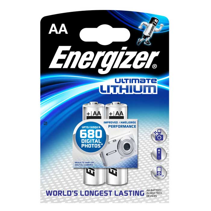 Батарейка литиевая ENERGIZER Ultim Lithium, тип АА, 2 шт636895/635180/636323/632961 Батарейка литиевая ENERGIZER Ultim Lithium, тип АА, 2 шт636895/635180/636323/632961Батарейка литиевая ENERGIZER Ultim Lithium имеет непревзойденную емкость и вес на 33% меньше стандартных алкалиновых батареек. Не содержит ртути и кадмия. Характеристики: Тип элемента питания: литиевый. Выходное напряжение: 1,5 В. Размер батарейки: 1,5 см х 1,5 см х 5 см. Размер упаковки: 8 см х 11,5 см х 1,5 см. Изготовитель: Сингапур.