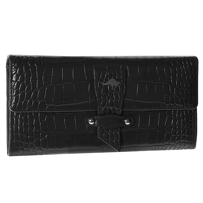 Портмоне женское Cangurione, цвет: черный. 2183-0012183-001 KR/Black Портмоне женское Cangurione, цвет: черный. 2183-0012183-001 KR/BlackСтильное женское портмоне Cangurione выполнено из натурального кожи высшего сорта с естественной лицевой и ворсовой поверхностью. Портмоне черного цвета оформлено декоративным тиснением под крокодила, закрывается при помощи ремешка. Внутри содержится одно отделение для купюр, 2 потайных кармашка, отделение на молнии для мелочи и 6 кармашков для пластиковых карт. Такое портмоне идеально дополнит ваш яркий неповторимый образ. Портмоне упаковано в подарочную коробку оранжевого цвета с логотипом фирмы Cangurione. Характеристики: Материал: натуральная кожа, металл, шелк. Цвет: черный. Размер портмоне (ДхШхВ): 19 см х 2 см х 10 см. Размер упаковки: 12 см х 22 см х 3 см. Артикул: 2183-001.