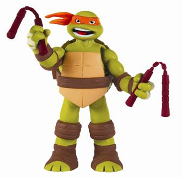 Фигурка Turtles Микеланджело, озвученная, 15 см91162 Фигурка Turtles Микеланджело, озвученная, 15 см91162Фигурка Turtles Микеланджело станет прекрасным подарком для вашего ребенка. Она выполнена из прочного пластика в виде персонажа команды TMNT - Черепашки-Ниндзя Микеланджело. Голова, руки и ноги фигурки подвижны, что позволяет придавать Микеланджело различные позы. Фигурка оснащена звуковыми эффектами: если оттянуть и удерживать руку или ногу Черепашки, активизируется специальный боевой клич. Если отпустить руку, она моментально вернется в исходное положение. Ноги можно зафиксировать в неподвижном положении. В комплект входит оружие Микеланджело - два нунчаки. Ваш ребенок будет часами играть с этой фигуркой, придумывая различные истории с участием любимого героя. Они подверглись мутации и обучались искусству ниндзюцу у великого сэнсэя Сплинтера. Черепашки-Ниндзя готовы выбраться из своего секретного убежища и спасти мир от сил зла! Черепашки-Ниндзя впервые появились на страницах комиксов в далеких 80-х. Черепашки перебрались на телевидение по воле студии...