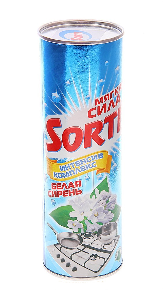 Чистящее средство Sorti Белая сирень, 400 г143-6 Чистящее средство Sorti Белая сирень, 400 г143-6Чистящее средство Sorti Белая сирень предназначено для чистки ванн, раковин, кухонных плит, а также фаянсовых, эмалированных и керамических поверхностей. Новая формула Интенсив комплекс 3в1 включает мельчайшие частицы мягких природных компонентов и уникальные бирюзовые гранулы. Интенсив-гранулы мгновенно расщепляют загрязнения, а мягкие минеральные частицы быстро очищают поверхности. Результат - идеальное очищение при мягком и бережном отношении к поверхности и коже рук. Благодаря ароматическим добавкам Sorti активно борется с неприятными запахами. Не содержит хлор, что особенно важно в домах с маленькими детьми. Характеристики: Вес: 400 г. Артикул: 143-6. Товар сертифицирован.