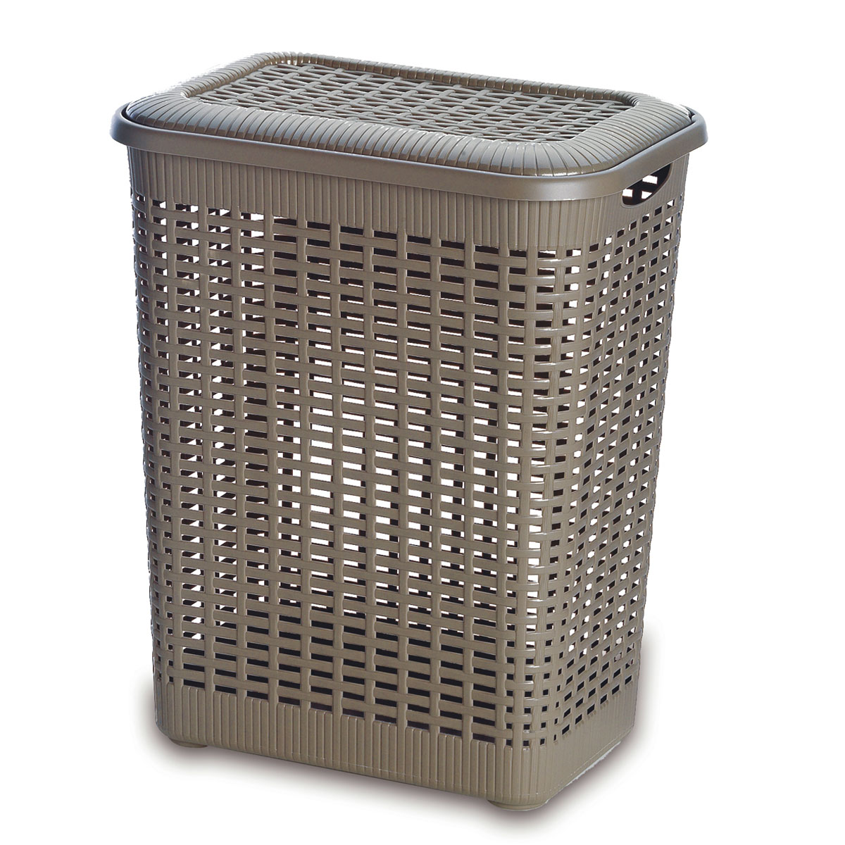 Корзина хозяйственная Rattan, 50 л, цвет: темно-бежевый2158_ темно-бежевый Корзина хозяйственная Rattan, 50 л, цвет: темно-бежевый2158_ темно-бежевыйПрямоугольная корзина Rattan изготовлена из прочного пластика темно-бежевого цвета. Она предназначена для хранения мелочей в ванной, на кухне, даче или гараже. Позволяет хранить мелкие вещи, исключая возможность их потери. Корзина с отверстиями на стенках и крышке в виде плетения и со сплошным дном. Корзина имеет плотно закрывающуюся съемную крышку. Сбоку имеются две ручки для удобной переноски.